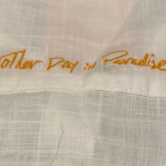 NWT White Linen Shirt Swim Cover Up Another Day in Paradise - Picture 3 of 7